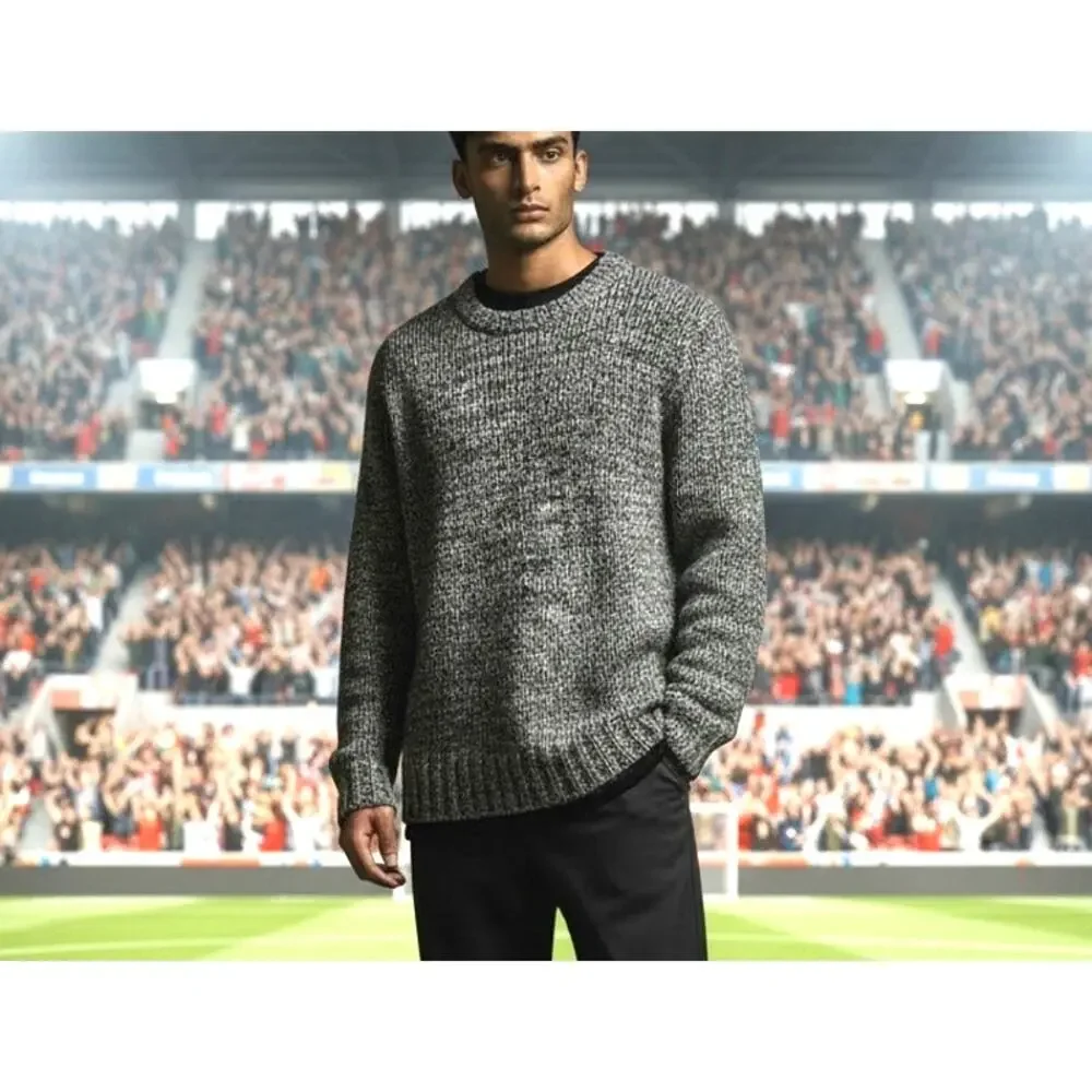 Tommy Bahama Men Size LG Cool Gray Wool Blend Crew Neck Sweater Outdoors Office